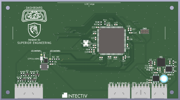 Dashboard PCB render - front side